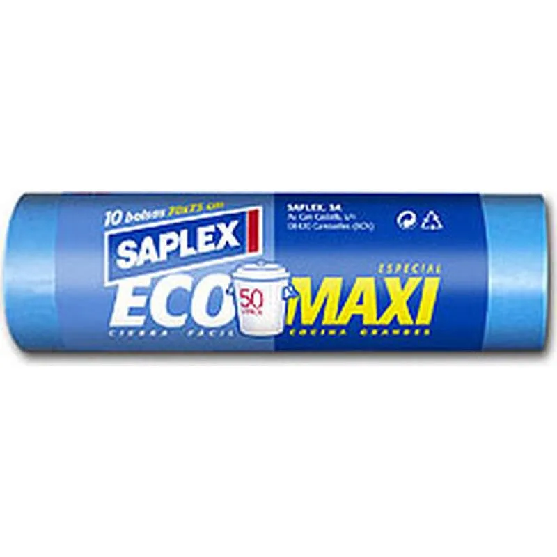 Compra BOLSA BASURA 50 L (10 UDS) CIERRA FACIL ECO MAXI 70X75 CM G-170 SAPLEX 21EC0205 al mejor precio