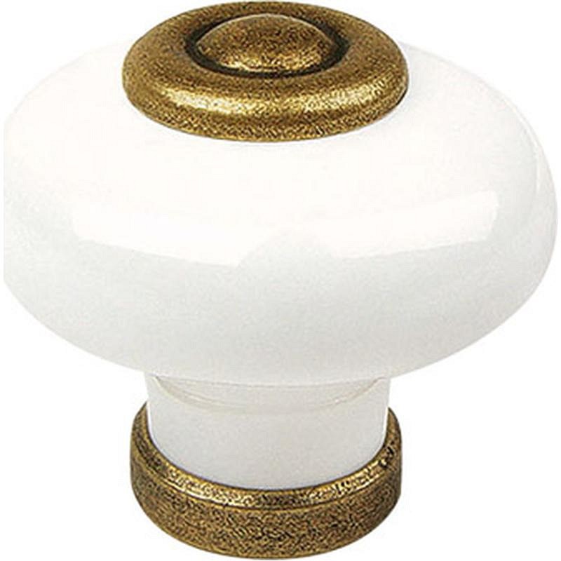 POMO MUEBLE PORCELANA/ZAMAK BLANCO/CUERO 31X28MM REI 7-824.31.32