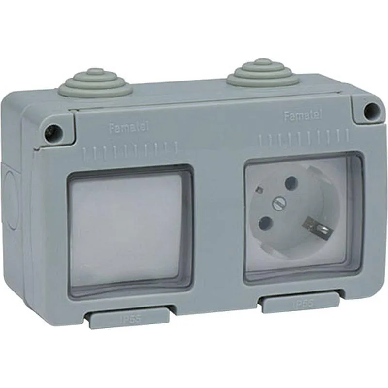 Compra BASE ENCHUFE + CONMUTADOR SUPERFICIE 16A IP55 FAMATEL 19033 al mejor precio
