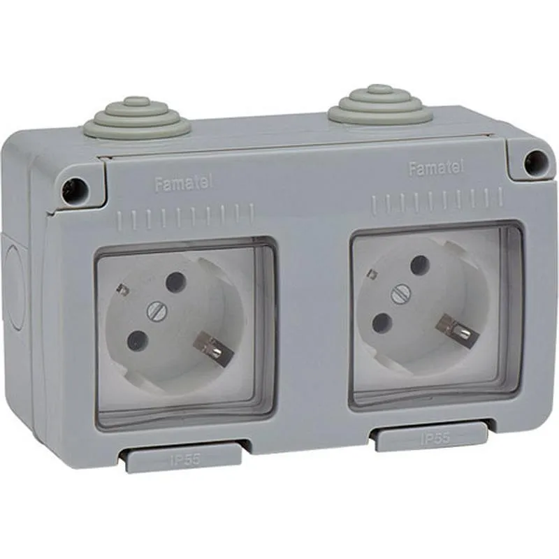 Compra BASE DOBLE TT LATERAL SUPERFICIE 16A IP55 FAMATEL 19071 al mejor precio