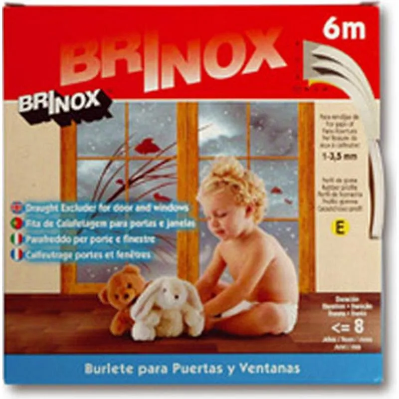 Compra BURLETE PUERTA VENTANA CAUCHO TIPO E 9 X 4 MM-6 M BLANCO BRINOX B82500B al mejor precio