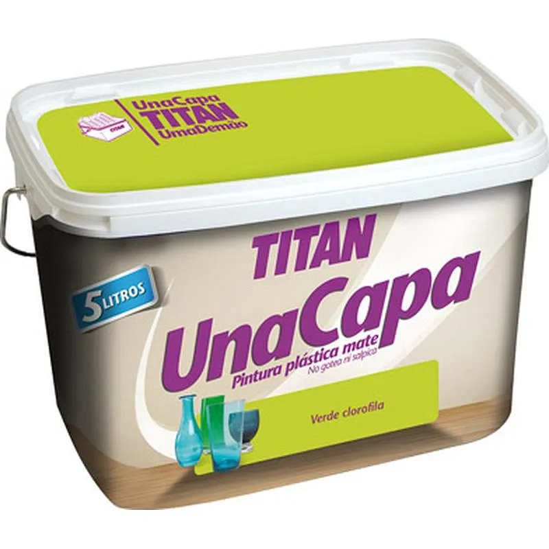 Compra PINTURA PLASTICA UNA CAPA MATE 2,5 L VERDE CLOROFILA TITAN 69635326/5806856 al mejor precio