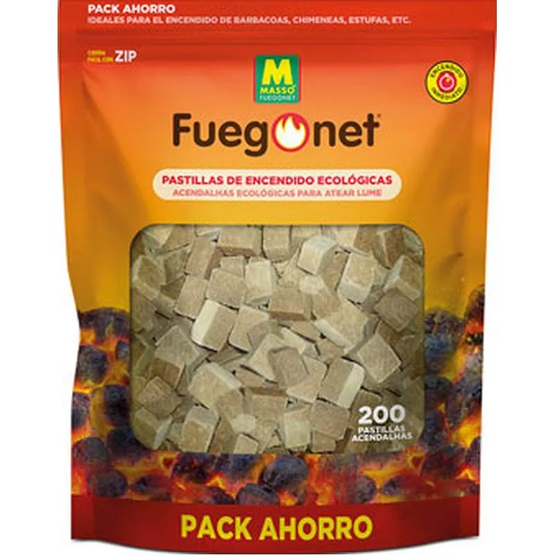 Compra PASTILLA ENCENDIDO ECOLOGICA BOLSA AHORRO 200 UDS FUEGONET 231281N al mejor precio