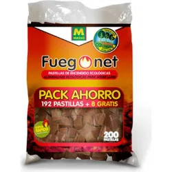 Compra PASTILLA ENCENDIDO ECOLOGICA BOLSA AHORRO 200 UDS FUEGONET 231281N al mejor precio