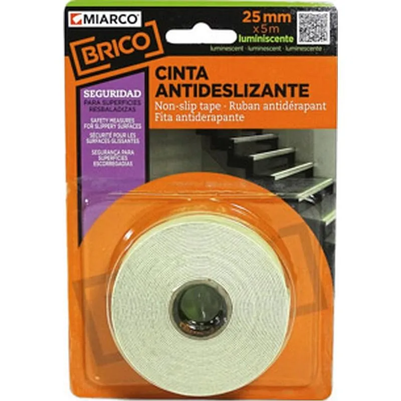 Compra CINTA ANTIDESLIZANTE BRICO 5 M X 25 MM LUMINISCENTE MIARCO 10740 al mejor precio