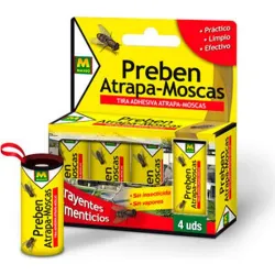 Compra CINTA ECOLÓGICA ATRAPA MOSCAS MASSO 4 UNIDADES PREBEN 231697 al mejor precio