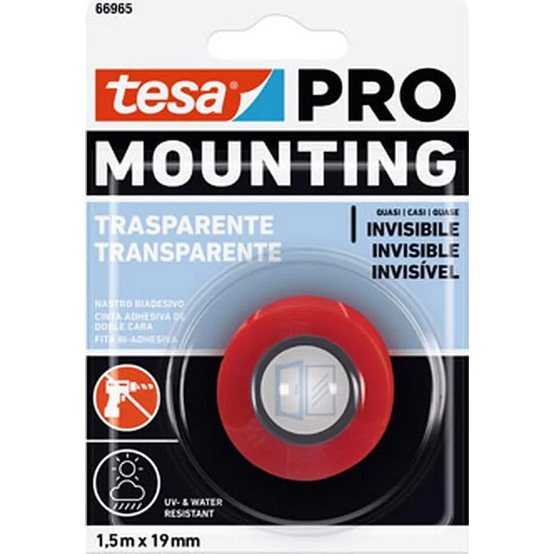 Compra CINTA DOBLE CARA MOUNTING PRO SUPERFICIES LISAS 1.5 M X 19 MM TRANSPARENTE TESA TAPE 66965-00003-00 al mejor precio
