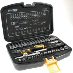 Compra MALETIN PROFESIONAL 35 PIEZAS 1/4" CROMO VANADIO LLAVE ERGONOMICA DE 72 DIENTES IRONSIDE 116025 al mejor precio