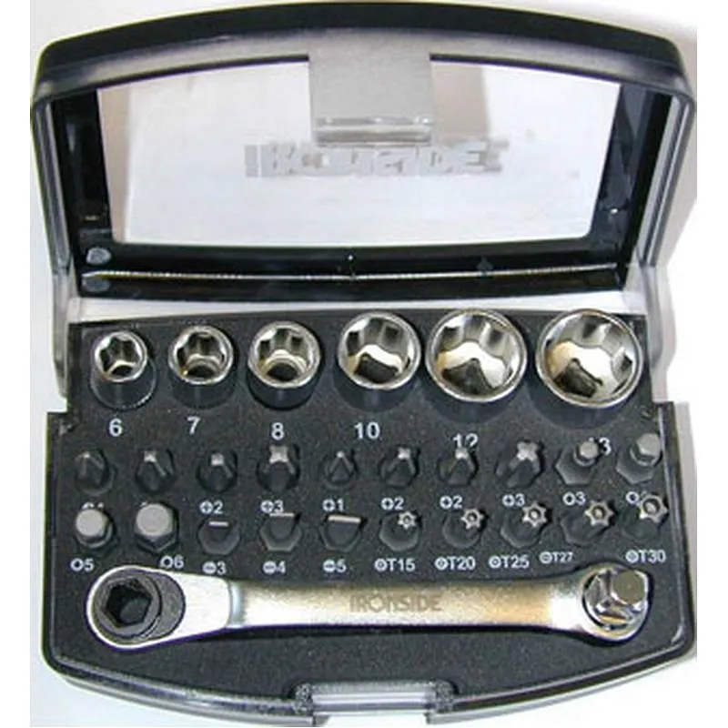 Compra LLAVES VASO Y PUNTAS + CARRACA REVERSIBLE MINI SET 29 PZS IRONSIDE 244001 al mejor precio