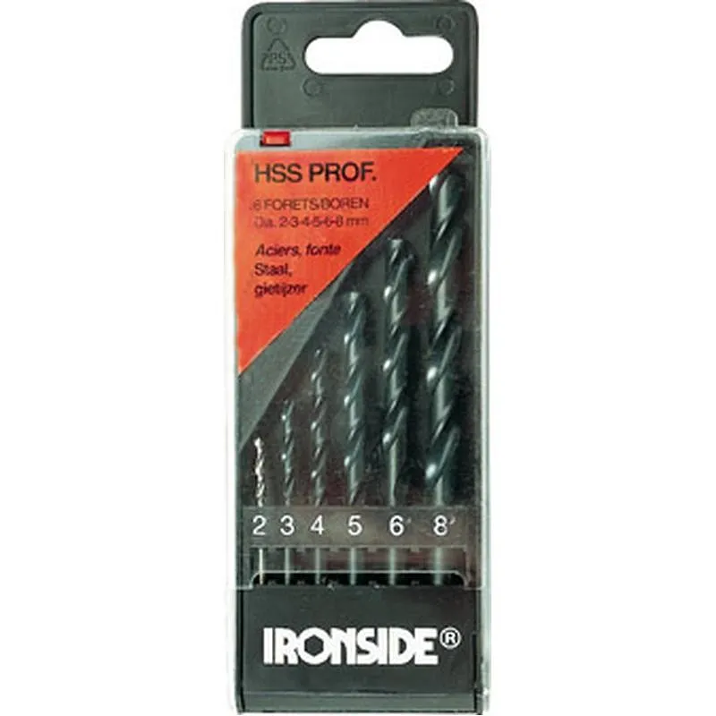 Compra BROCA PARA METAL HSS PRO JUEGO 6 PIEZAS diametro 2-3-4-5-6-8 IRONSIDE 230390 al mejor precio