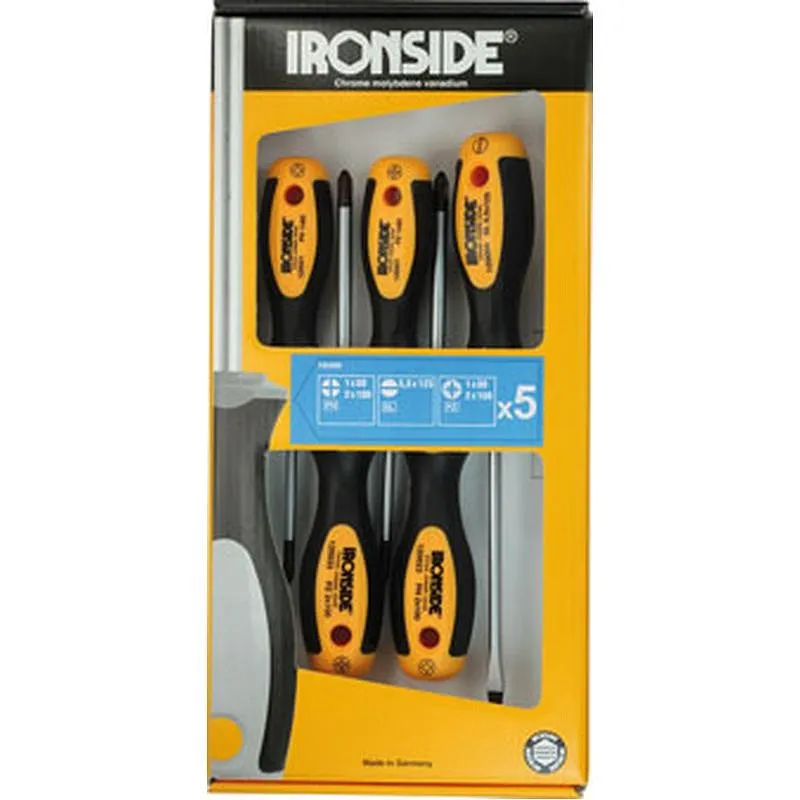 Compra DESTORNILLADOR JUEGO 5 PIEZAS BOCAS PL / PH / PZ IRONSIDE 120506 al mejor precio