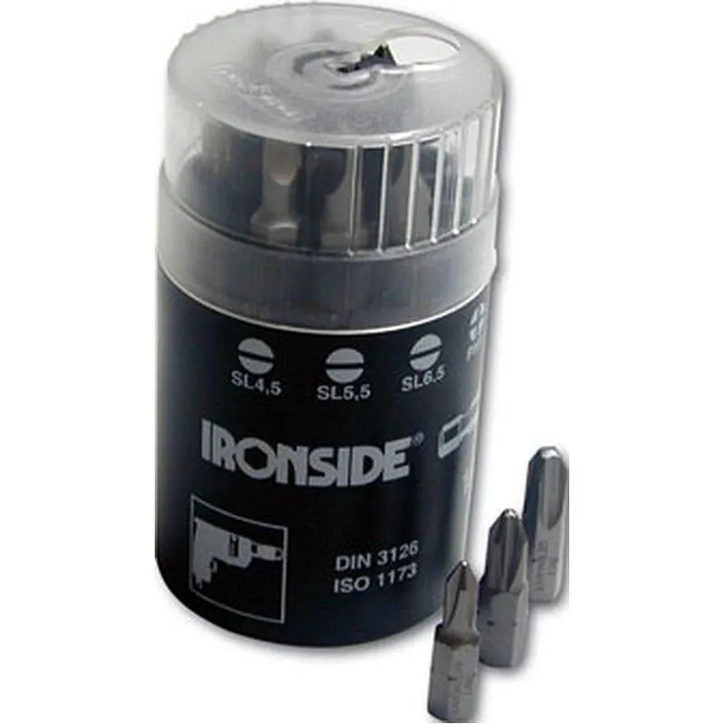 Compra PUNTA ATORNILLAR DE ¼" EN CILINDRO DISPENSADOR 9 PUNTAS + ADAPTADOR MAGNÉTICO IRONSIDE 244050 al mejor precio