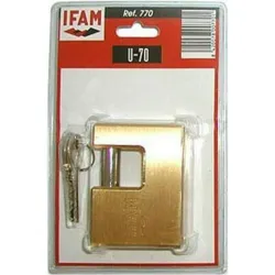 Compra CANDADO RECTANGULAR MONOBLOCK U-70 IFAM 70 MM LATON IFAM 000770 al mejor precio