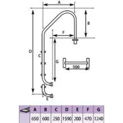 ESCALERA PARA PISCINA ENTERRADA STANDARD ACERO INOX 3 PELDAÑOS QP 509082