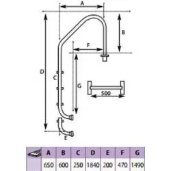 ESCALERA PARA PISCINA ENTERRADA STANDARD ACERO INOX 4 PELDAÑOS QP 509084