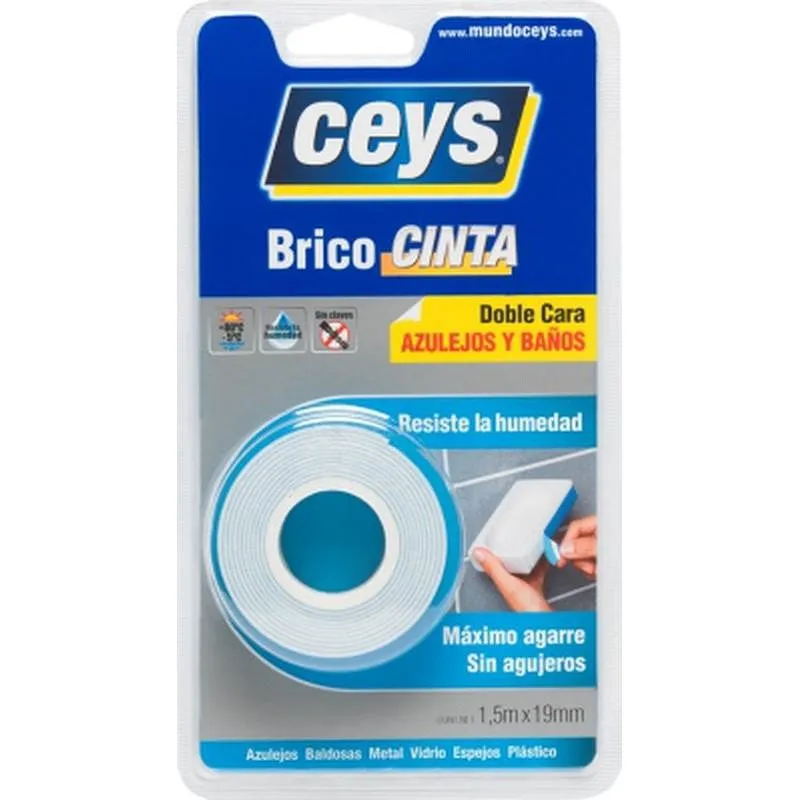 Compra CINTA DOBLE CARA BRICOCINTA AZULEJOS 1,5 M X 19 MM CEYS 507540 al mejor precio