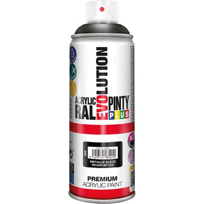 Compra PINTURA SPRAY ACRILICA EVOLUTION METALIZADO 520 CC NEGRO PINTYPLUS 265 al mejor precio