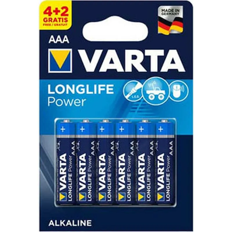 Compra PILA ALCALINA LONG LIFE LR03 AAA 4 + 2 UNIDADES VARTA 38975 al mejor precio