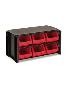 Compra Clasificador apilable plastico negro y rojo 6 gavetas 170 x 360 x 190 mm TAYG 306006 al mejor precio