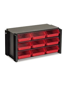Compra Clasificador apilable plastico negro y rojo 9 gavetas 170 x 360 x 190 mm TAYG 309007 al mejor precio