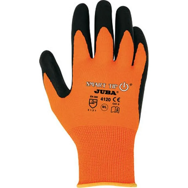 Compra GUANTE POLIESTER RECUBIERTO NITRILO FOAM TACTIL SMART TIP TALLA 9 JUBA H4120/9 al mejor precio