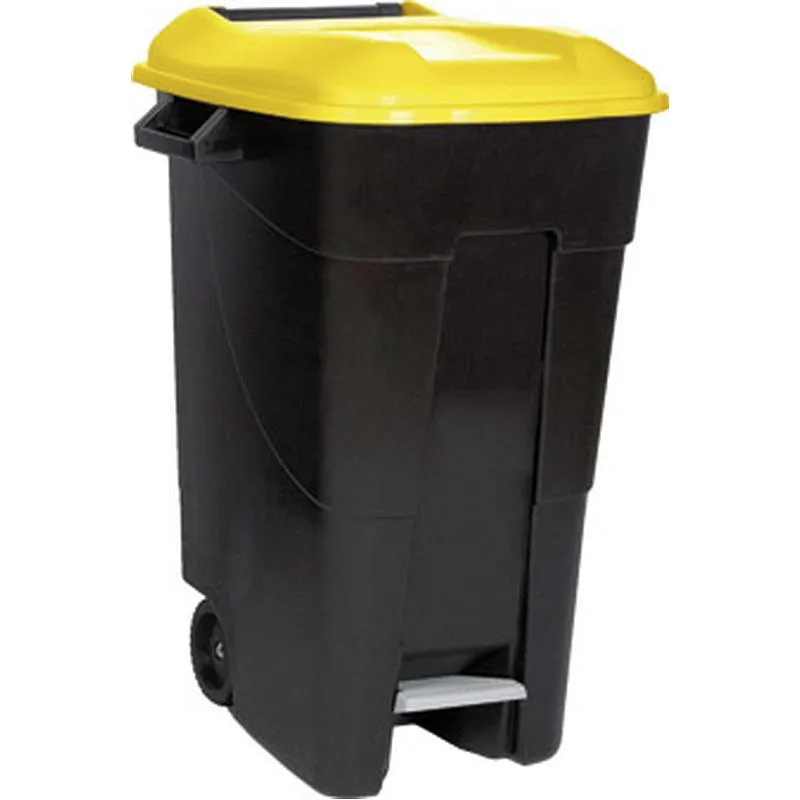 Compra CONTENEDOR NEGRO CON PEDAL 120 L-TAPA AMARILLA TAYG 423017 al mejor precio