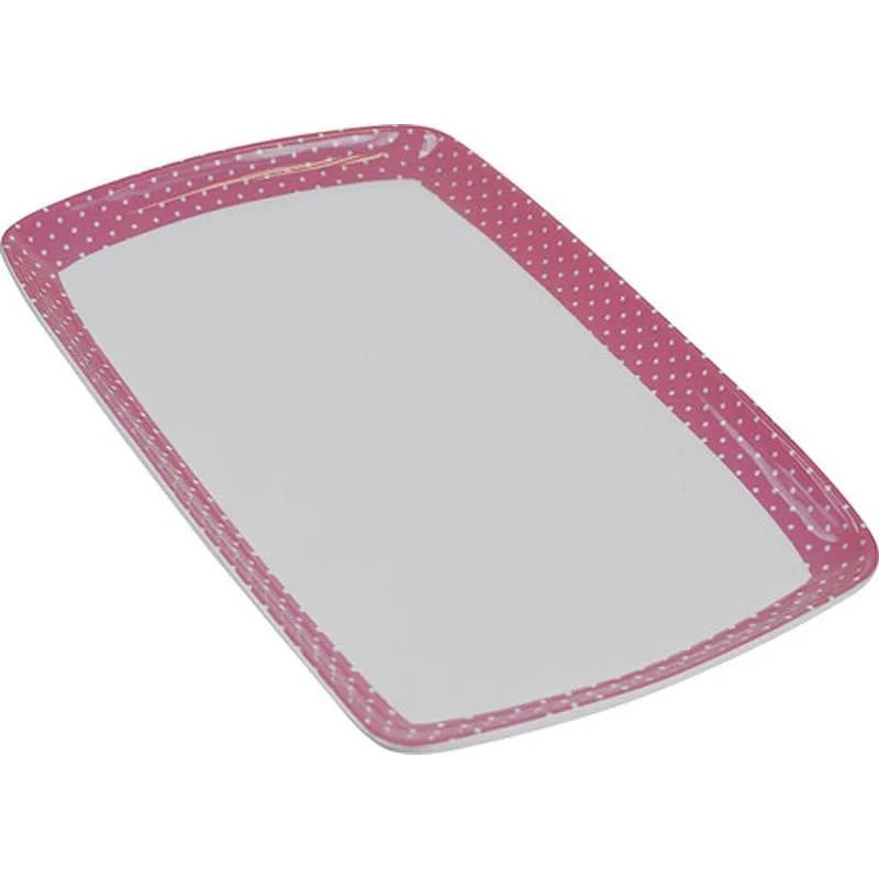 Compra BANDEJA PORCELANA DECORADA 31X20 MINI TOPOS ROSA AMBIT F4-14549 SMALL DOT al mejor precio