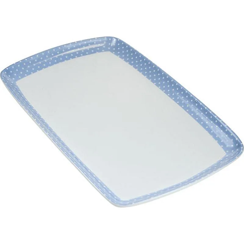 Compra BANDEJA PORCELANA DECORADA 31X20 MINI TOPOS AZUL AMBIT F4-14549 SMALL DOT al mejor precio