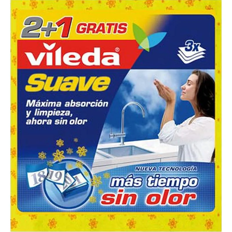Compra BAYETA AMARILLA (2+1 UDS) SUAVE 35 X 40 CM VILEDA 77615 al mejor precio