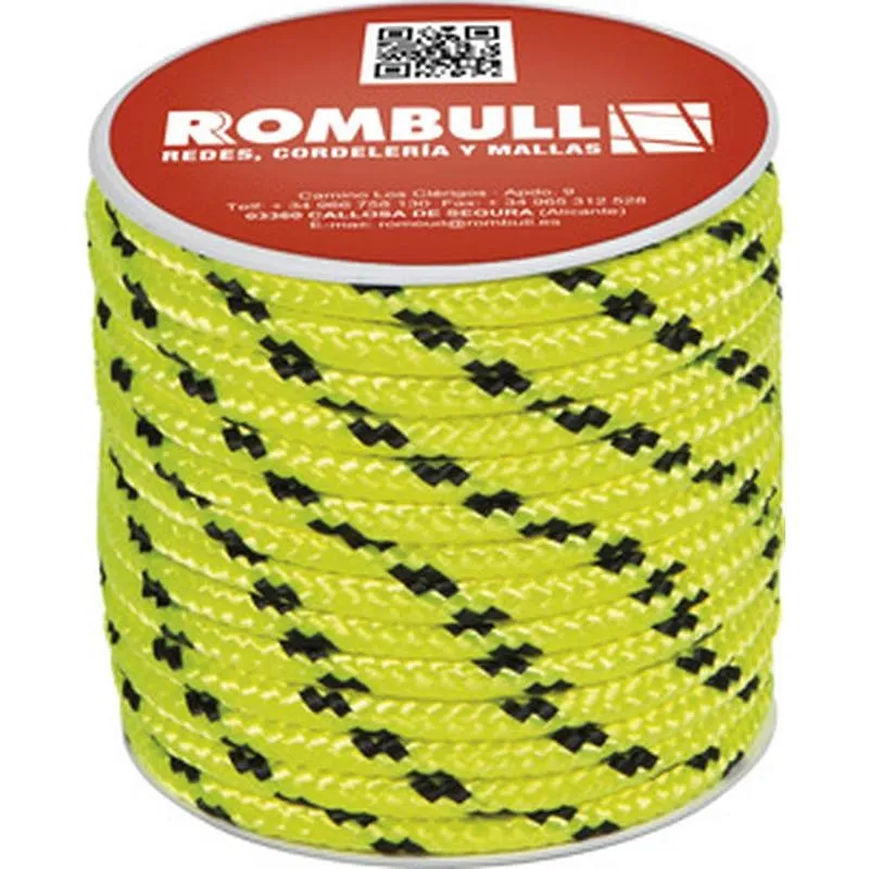 Compra CUERDA POLIESTER TRENZADO CON ALMA diametro 8 MM 15 MT AMARILLO FLUORESCENTE ROMBULL 420412001750 al mejor precio