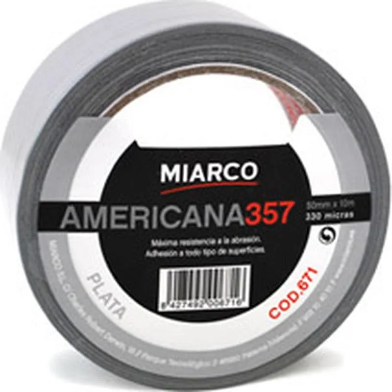 Compra CINTA AMERICANA 357 10 M X 50 MM PLATA MIARCO 36081 al mejor precio