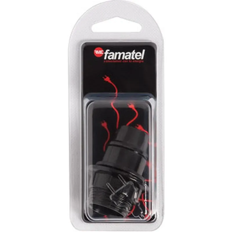 Compra PORTALAMPARAS ROCAD CON TOPE E-14 NEGRO CON ARANDELA FAMATEL 466.1 al mejor precio