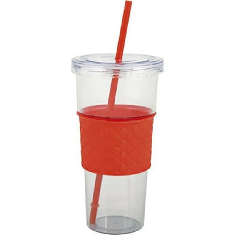 Compra VASO PLASTICO CON PAJITA 10 X 19 TRANSPARENTE Y ROJO 5140779 al mejor precio