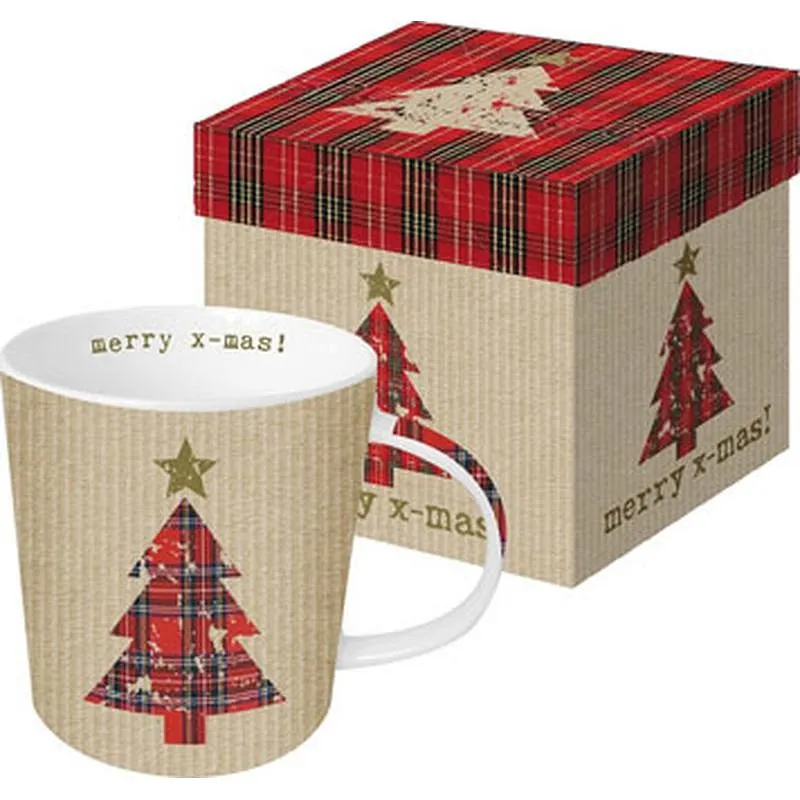 Compra MUG BONE CHINA 0,35CL TARTAN TREE RED 602336 al mejor precio