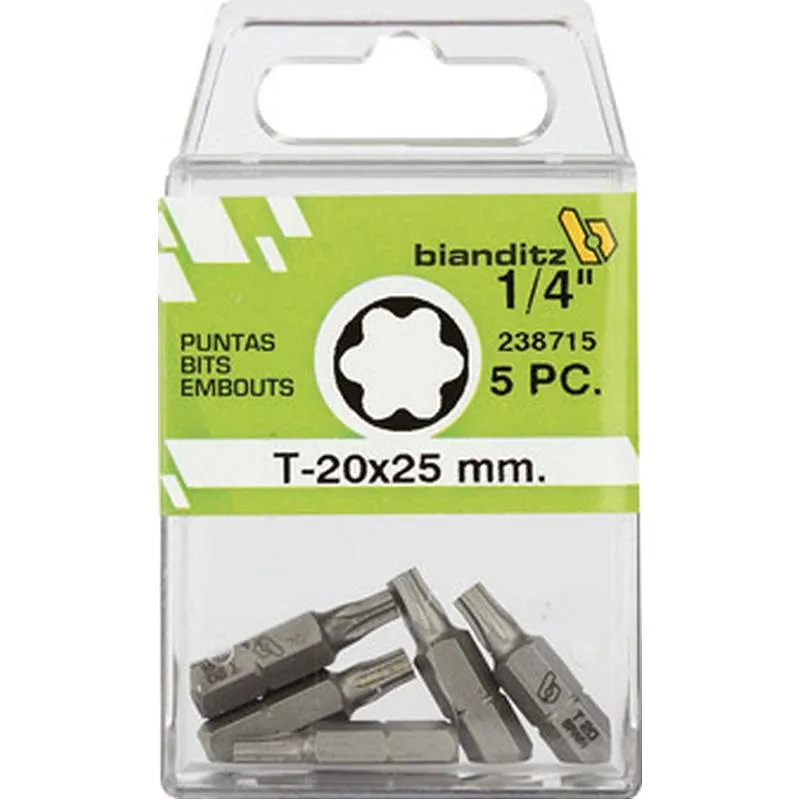 Compra PUNTA ATORNILLAR TORX 1/4 5 UDS 7 X 25 MM BIANDITZ 238710 al mejor precio
