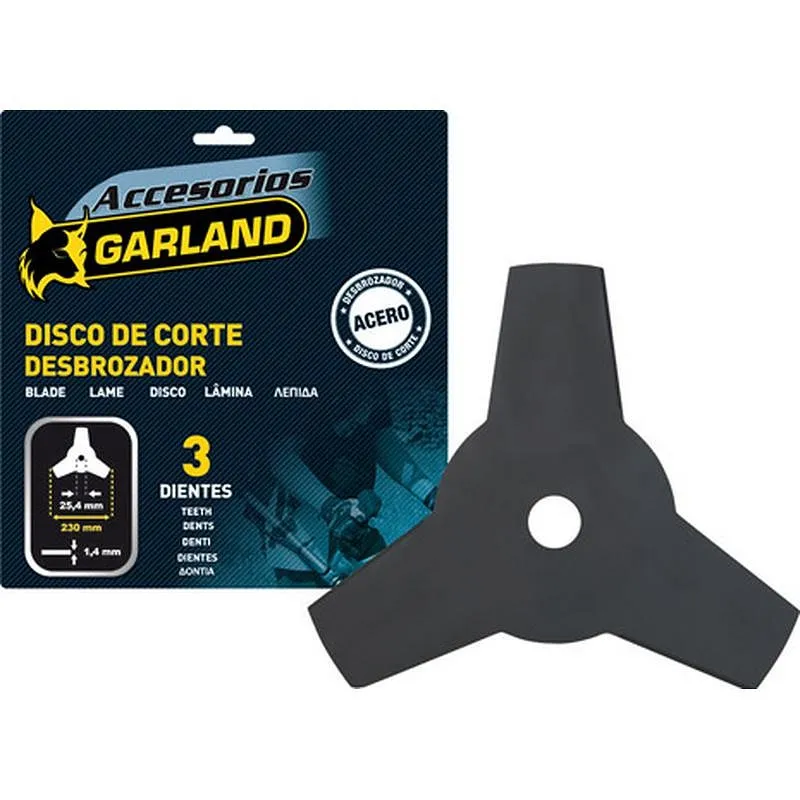 Compra DISCO DESBROZADORA 3 DIENTES diametro 255MM EJE 25,4 MM 30CC - HIERBA RESISTENTE Y MATORRALES GARLAND 7100255143 al mejor precio