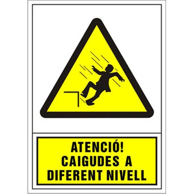 Compra SEÑAL ADVERTENCIA CATALAN 490 X 345 MM-ATENCIO CAIGUDES A DIFERENT NIVELL 208449PSC al mejor precio