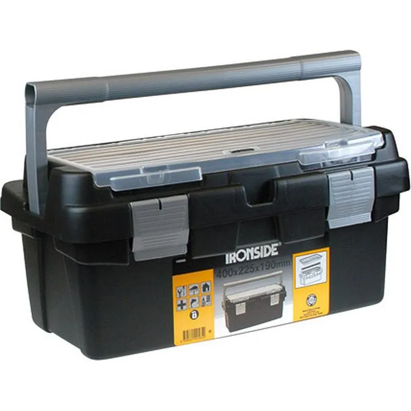 Compra CAJA HERRAMIENTAS ABS NEGRO PROFESIONAL 400 X 225 X 190 MM ASA PLASTICO IRONSIDE 100585 al mejor precio