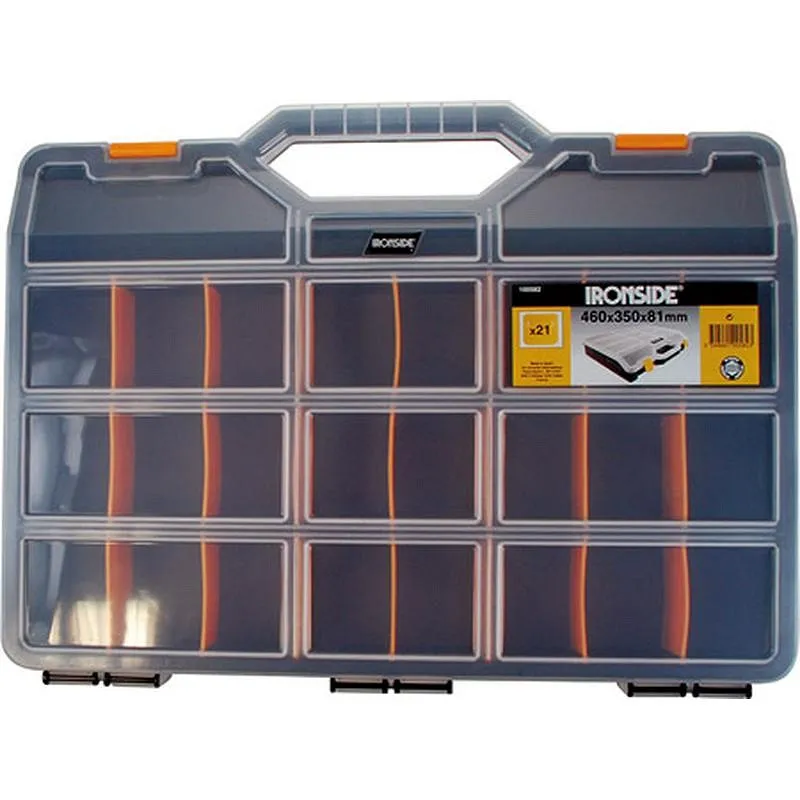 Compra CLASIFICADOR MALETA POLIPROPILENO NEGRO 460 X 350 X 81 MM 21 COMPARTIMIENTOS IRONSIDE 100582 al mejor precio
