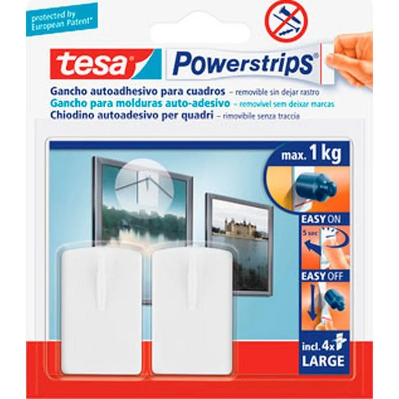 Compra COLGADOR POWERSTRIPS CUADROS BLANCO BLISTER 2 + 4 TIRAS TESA TAPE 58031-00021-01 al mejor precio