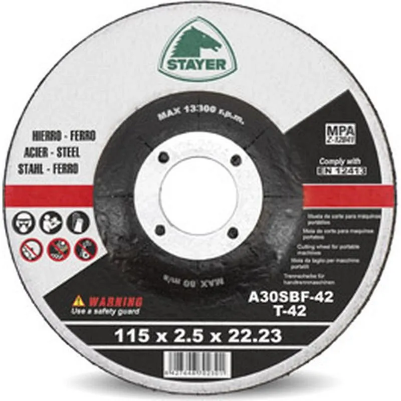 Compra DISCO CORTE STANDARD HIERRO diametro 115 X 2,5 X 22,2 MM STAYER 50. 337/8110.6 al mejor precio