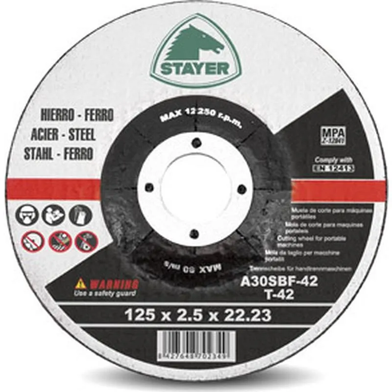 Compra DISCO CORTE STANDARD HIERRO diametro 125 X 2,5 X 22,2 MM STAYER 50. 341/8110.10 al mejor precio