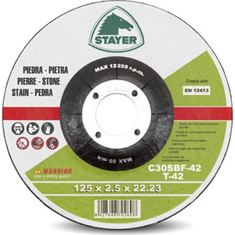 Compra DISCO CORTE STANDARD PIEDRA diametro 125 X 3 X 22 MM STAYER 50. 352/8110.24 al mejor precio