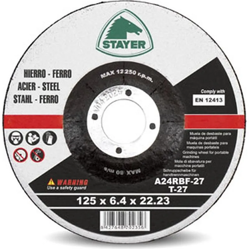 Compra DISCO DESBASTE STANDARD HIERRO diametro 125 X 6,4 X 22 MM STAYER 50. 342/8110.11 al mejor precio