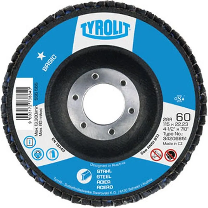 Compra DISCO LAMINAS ACERO BASIC CORINDON 115 X 22 GR-40 TYROLIT 34207216 al mejor precio