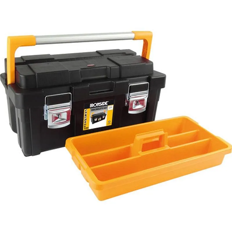 Compra CAJA HERRAMIENTAS ABS NEGRO PROFESIONAL PLUS 1 BANDEJA 550 X 300 X 275 MM ASA ALUMINIO IRONSIDE 100658 al mejor precio