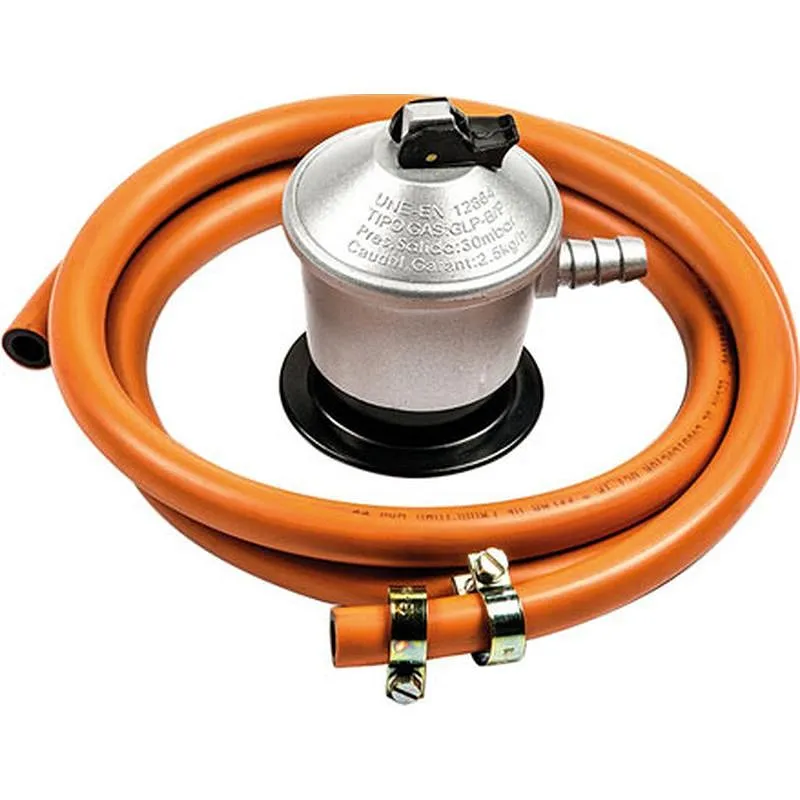 Compra REGULADOR GAS CON MANGUERA 30 MBARS 1,5 M +2 ABRAZADERAS COMGAS 000415 al mejor precio