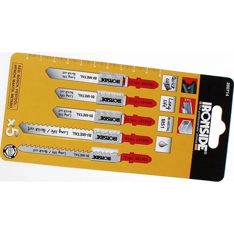 Compra HOJA SIERRA CALAR PARA METAL PVC (JUEGO 5 PIEZAS) RECTO FINO IRONSIDE 200714 al mejor precio