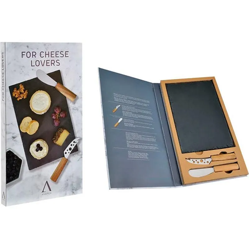 Compra TABLA PIZARRA + 2 CUCHILLOS QUESO SET CC65019 al mejor precio