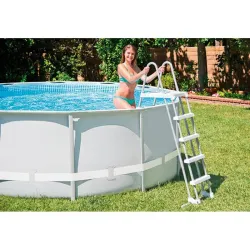 Compra ESCALERA PARA PISCINA DE SEGURIDAD CON PLATAFORMA ALTURA 1,32 M INTEX 55059 al mejor precio